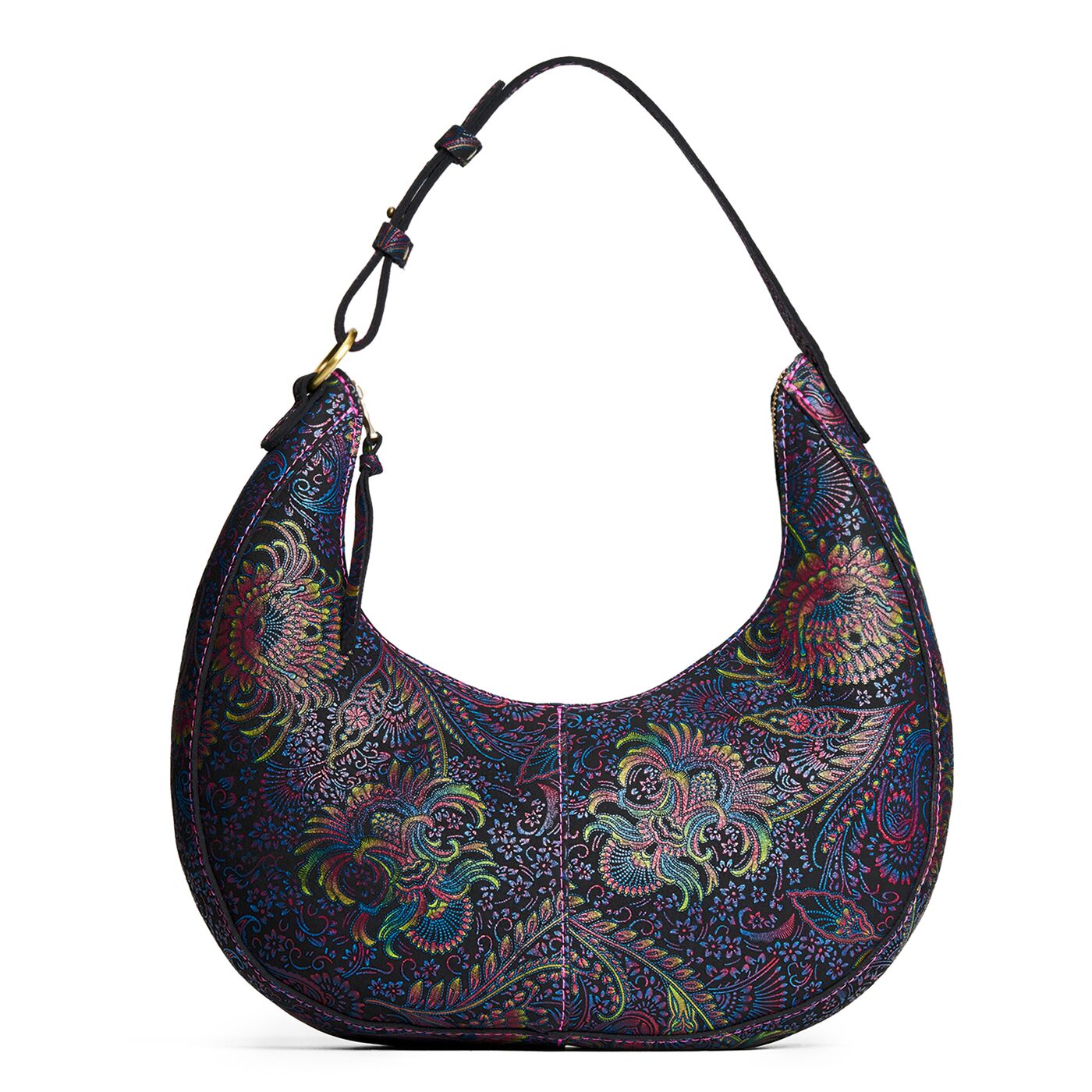 Carnival*Large | Large crescent shaped shoulder bag with zipper closure and adjustable strap