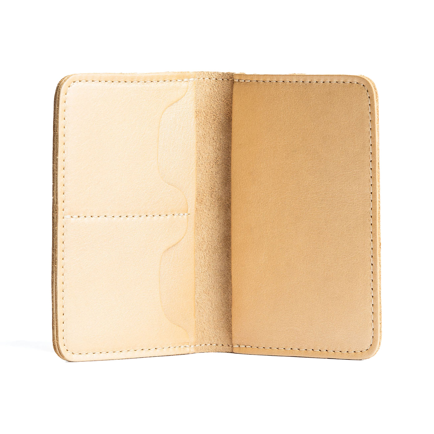Champagne | Leather passport case with PLG logo open shot