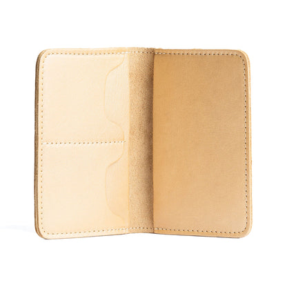 Champagne | Leather passport case with PLG logo open shot