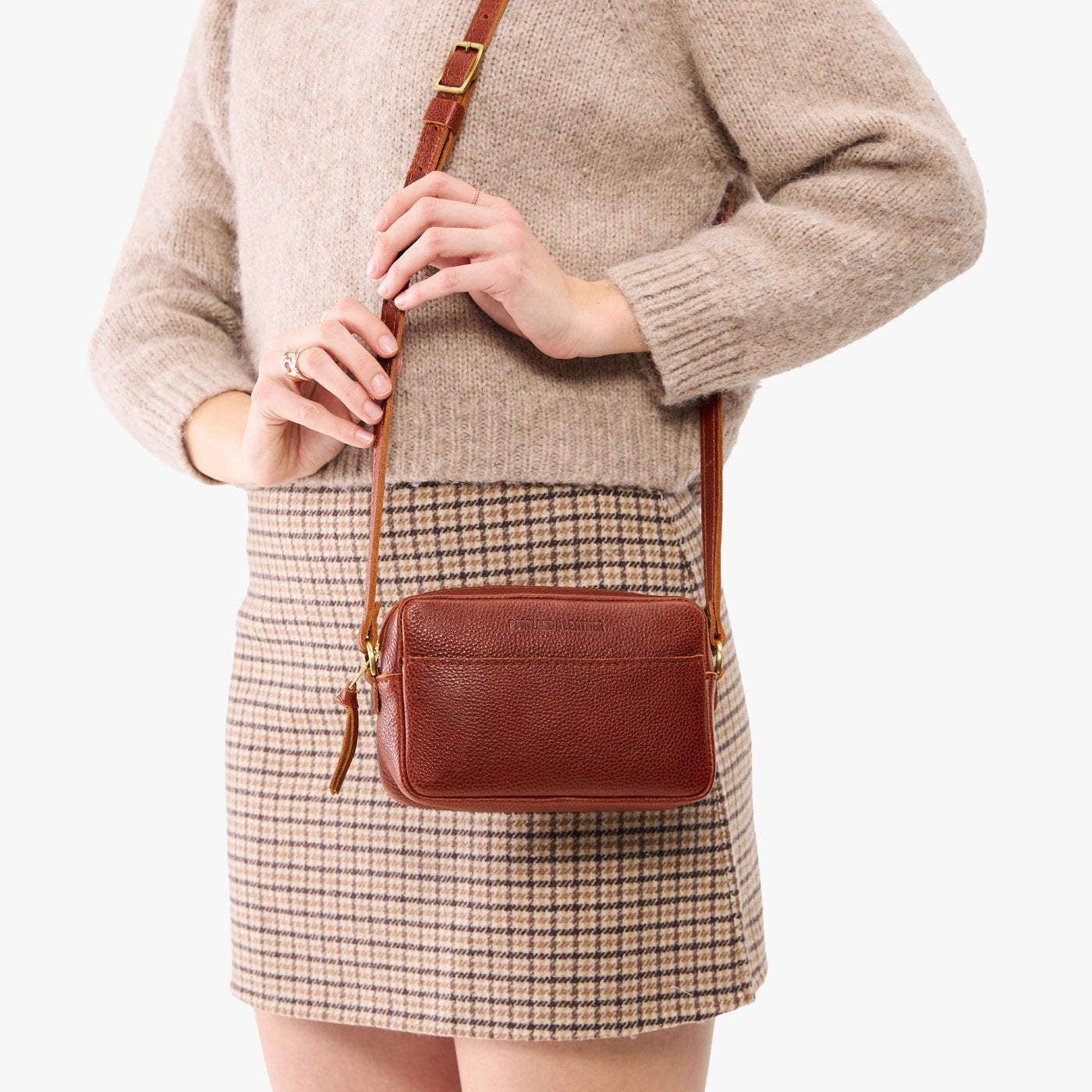 Nutmeg*Small | Mid-size rectangular crossbody with adjustable strap