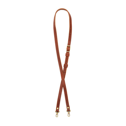 Nutmeg | Leather crossbody strap with metal buckle and lever snap swivel clasps