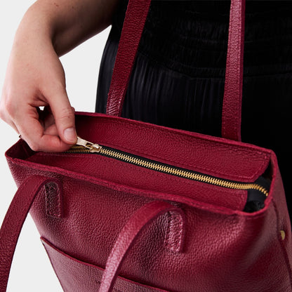 Rhubarb*Zipper | Medium Tote with dual shoulder straps and crossbody strap