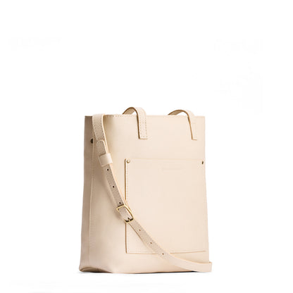 Pebbled Bone*Zipper | Medium Tote with dual shoulder straps and crossbody strap