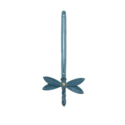 Aqua | Dragonfly shaped leather charm tassel