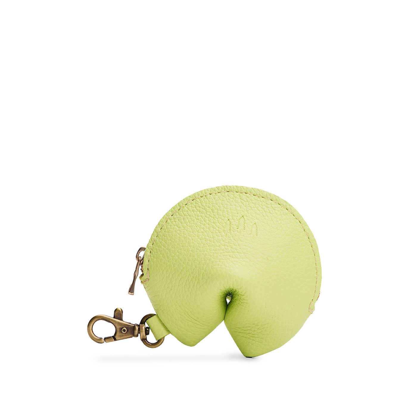Shadow Lime | Leather fortune cookie shaped keychain pouch