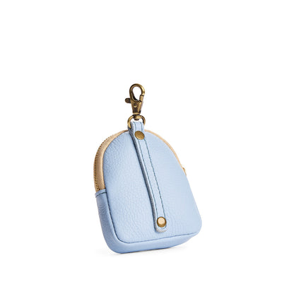 Skyway | Leather keychain pouch with zipper top, swivel lobster clasp, and debossed emblem of three PLG trees