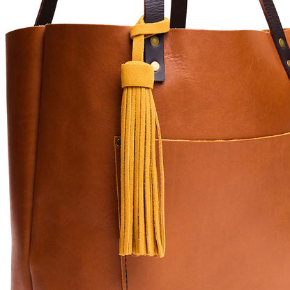 Dijon*Jumbo | Fringed leather tassel with leather loop