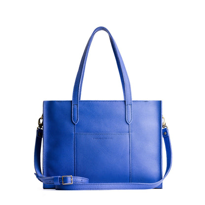 Astro Blue*East/West | Structured wide tote bag with overlapping panels and crossbody strap