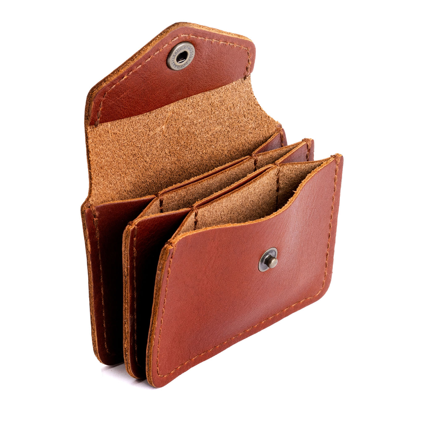 Chestnut*Plus | Small leather wallet with snap closure