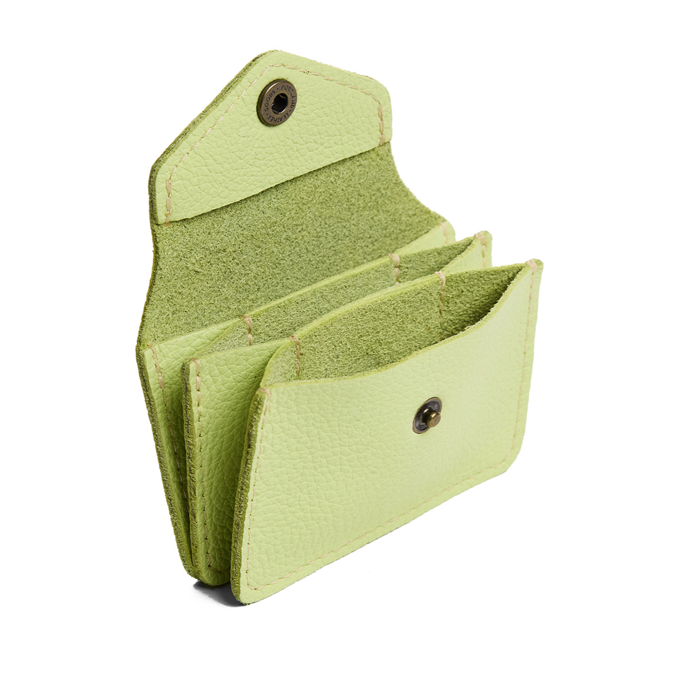 Shadow Lime*Plus | Small leather wallet with snap closure