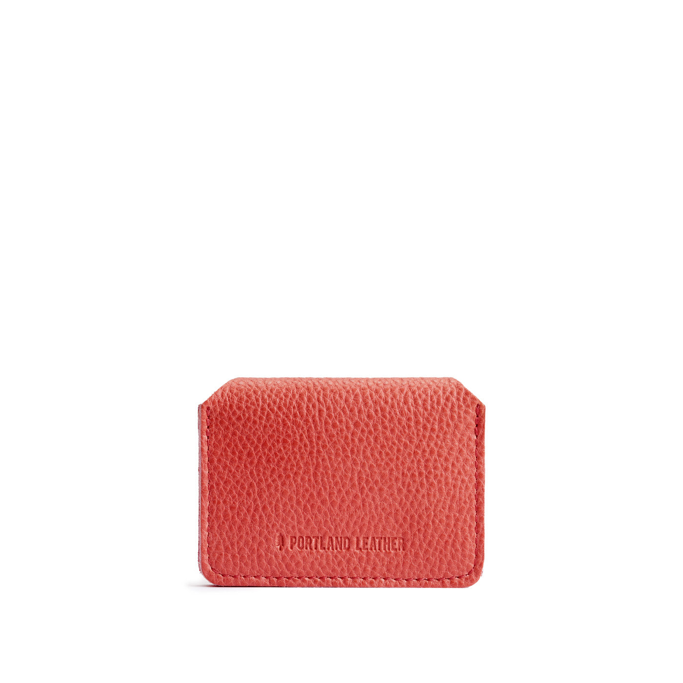Watermelon | Backside of small leather wallet with debossed PLG logo