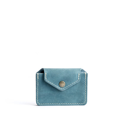 Aqua | Small leather wallet with snap closure