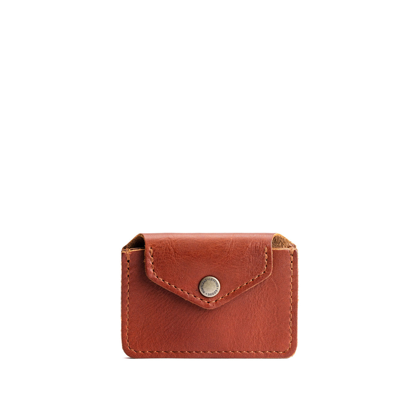 Chestnut | Small leather wallet with snap closure