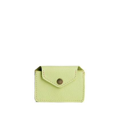 Shadow Lime | Small leather wallet with snap closure