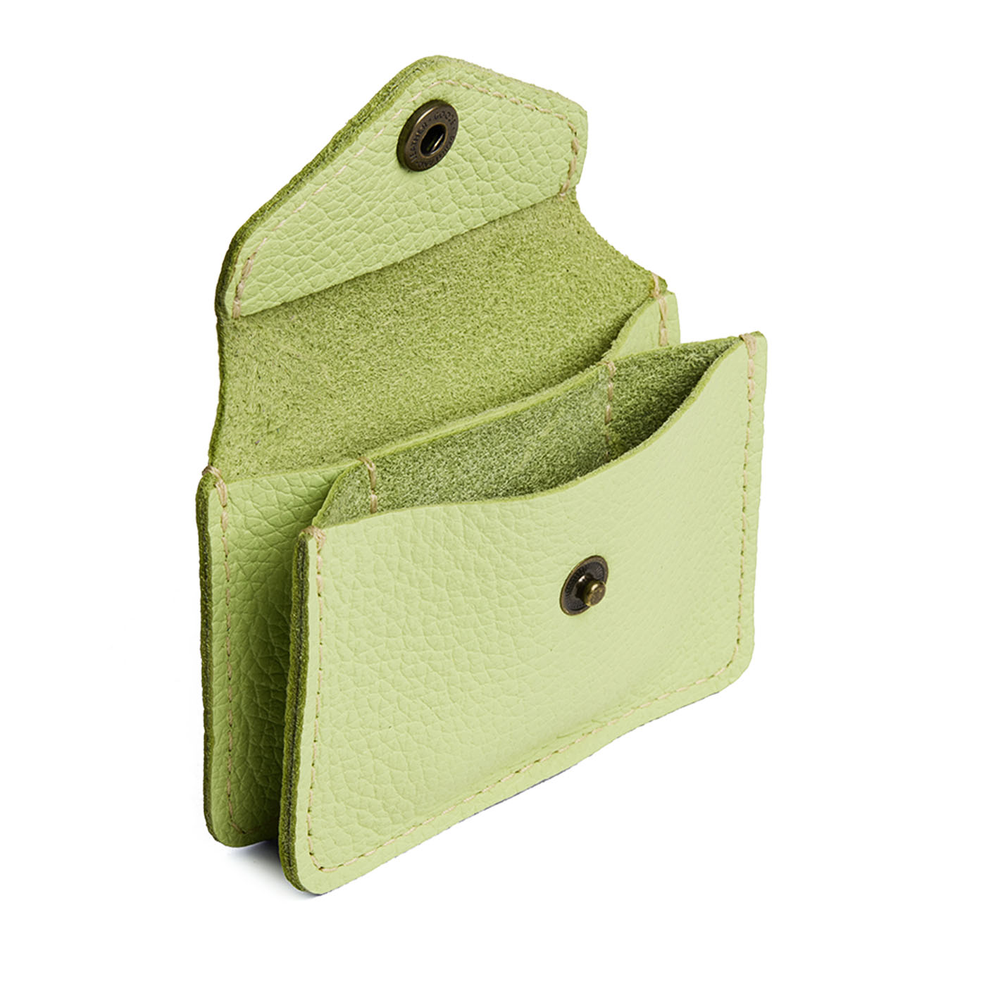 Shadow Lime*Classic | Small leather wallet with snap closure