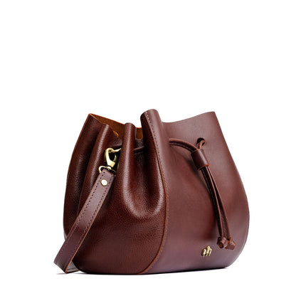 Cognac | Bucket bag with cinched drawstring closure