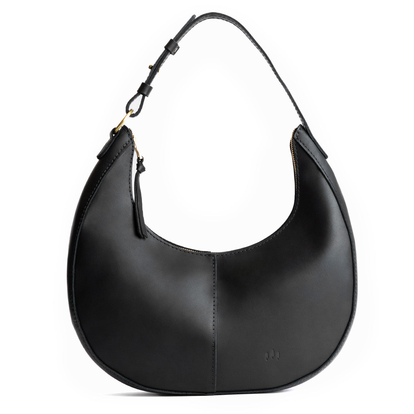 Black*Large | Large crescent shaped shoulder bag with zipper closure and adjustable strap