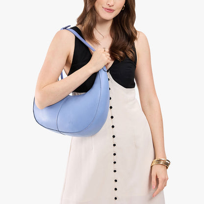 Aster*Large | Large crescent shaped shoulder bag with zipper closure and adjustable strap