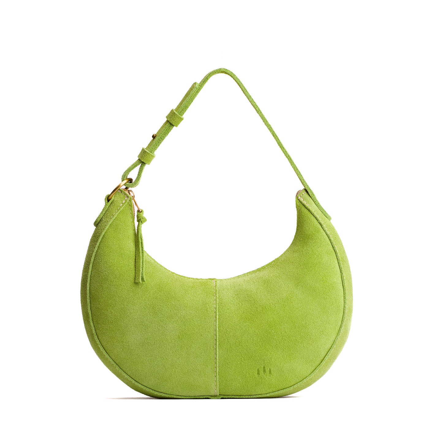 Lime*Small | Crescent shaped shoulder bag with zipper closure and adjustable strap