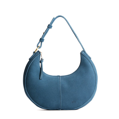 Mariner Blue*Small | Crescent shaped shoulder bag with zipper closure and adjustable strap
