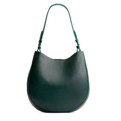 Forest Green*Large | Rounded shoulder bag with adjustable strap on a white background