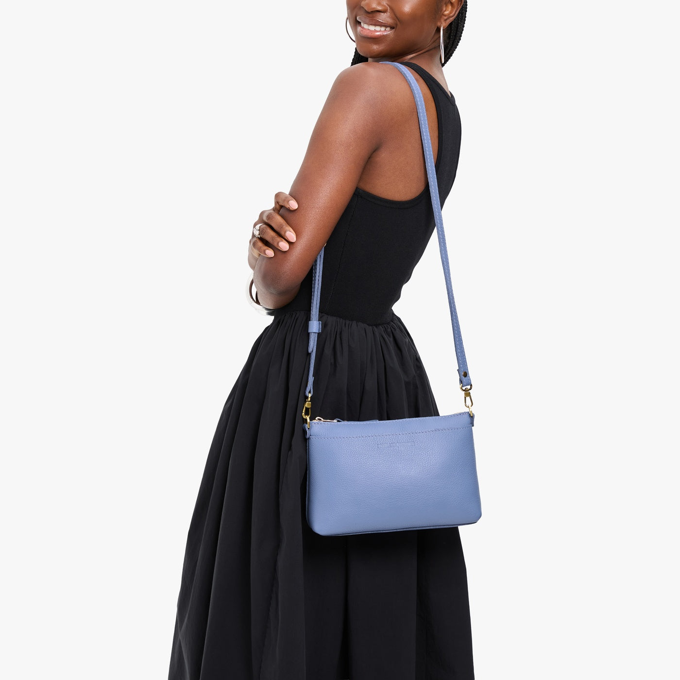Aster*Small | Zip top crossbody bag with detachable strap