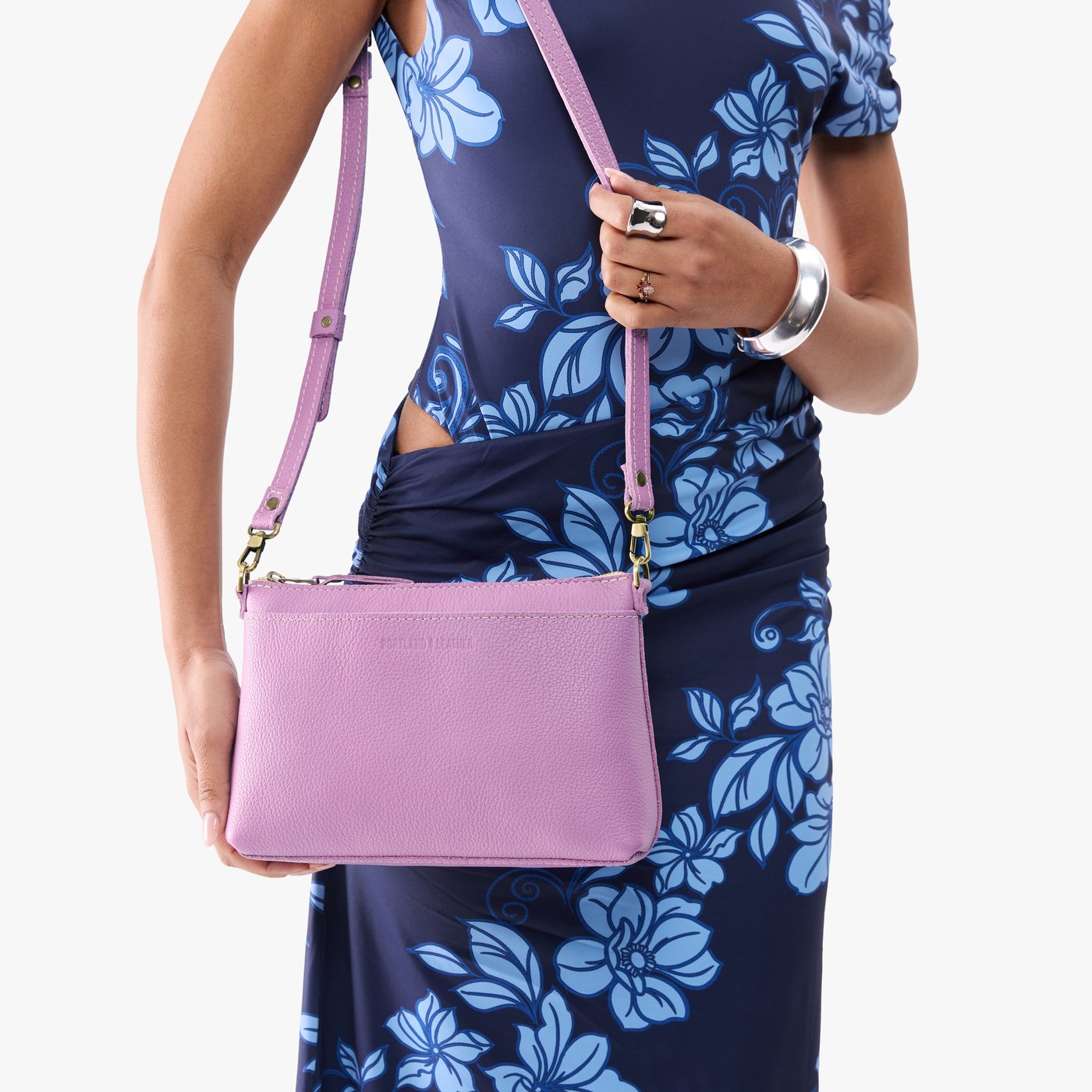 Calla Lily*Small | Zip top crossbody bag with detachable strap