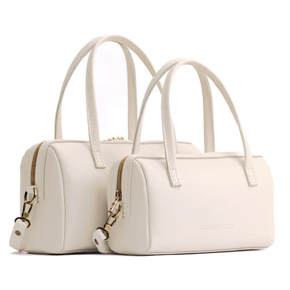 Bone*Small | Two sizes of mini duffle shaped handbag with crossbody strap