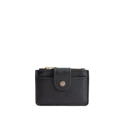 Pebbled--black | Compact wallet with snap closure and zippered pouch