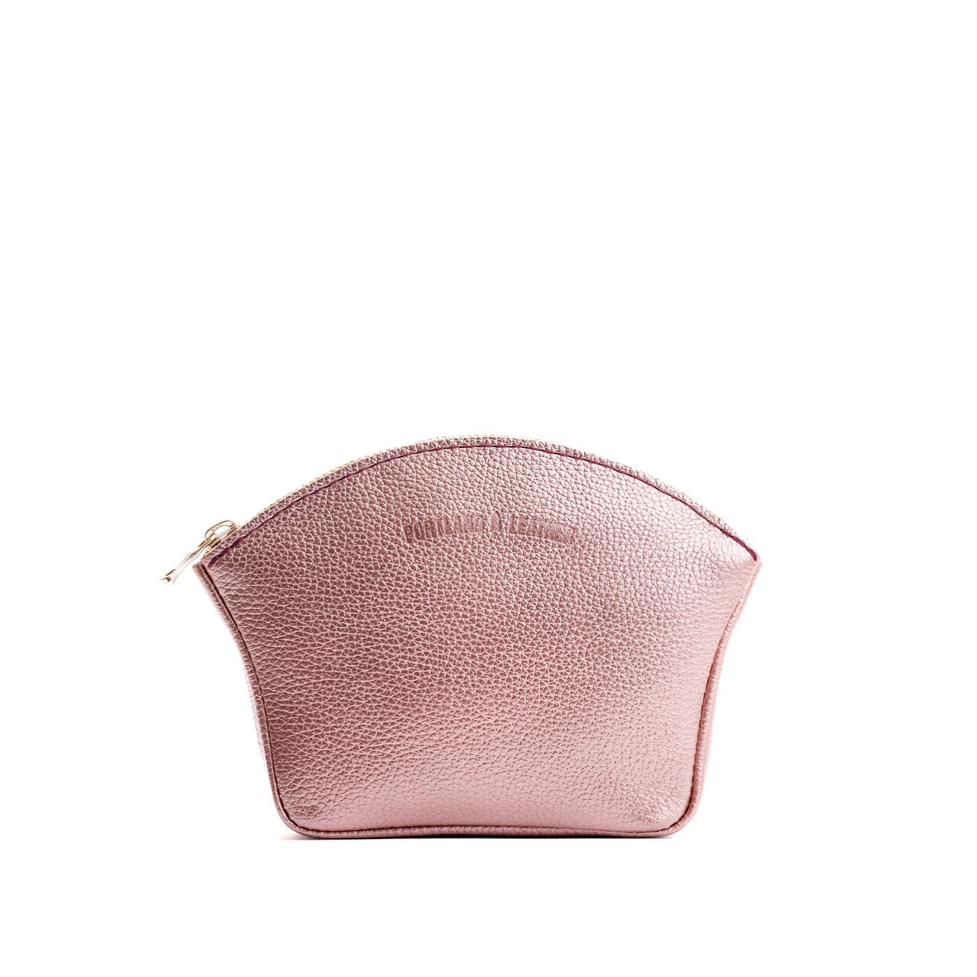 Supernova*Large | Seashell shaped leather makeup bag with curved top zipper and flat bottom