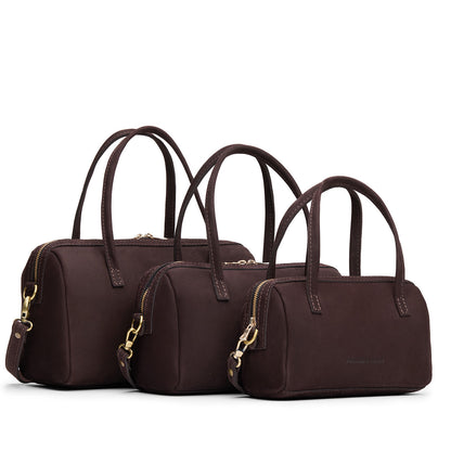 Velvet Brown | Three sizes of Doctor Bag with crossbody straps