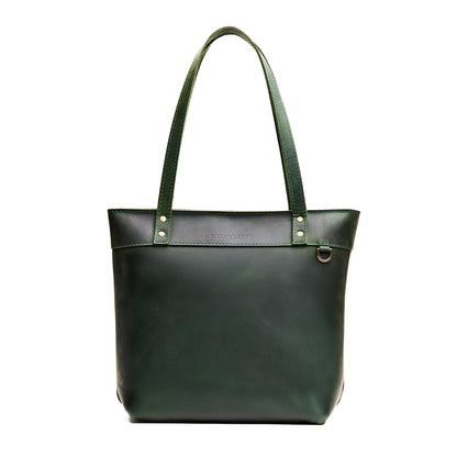 Evergreen*Medium*Zipper | Leather tote bag with riveted straps and exterior key loop